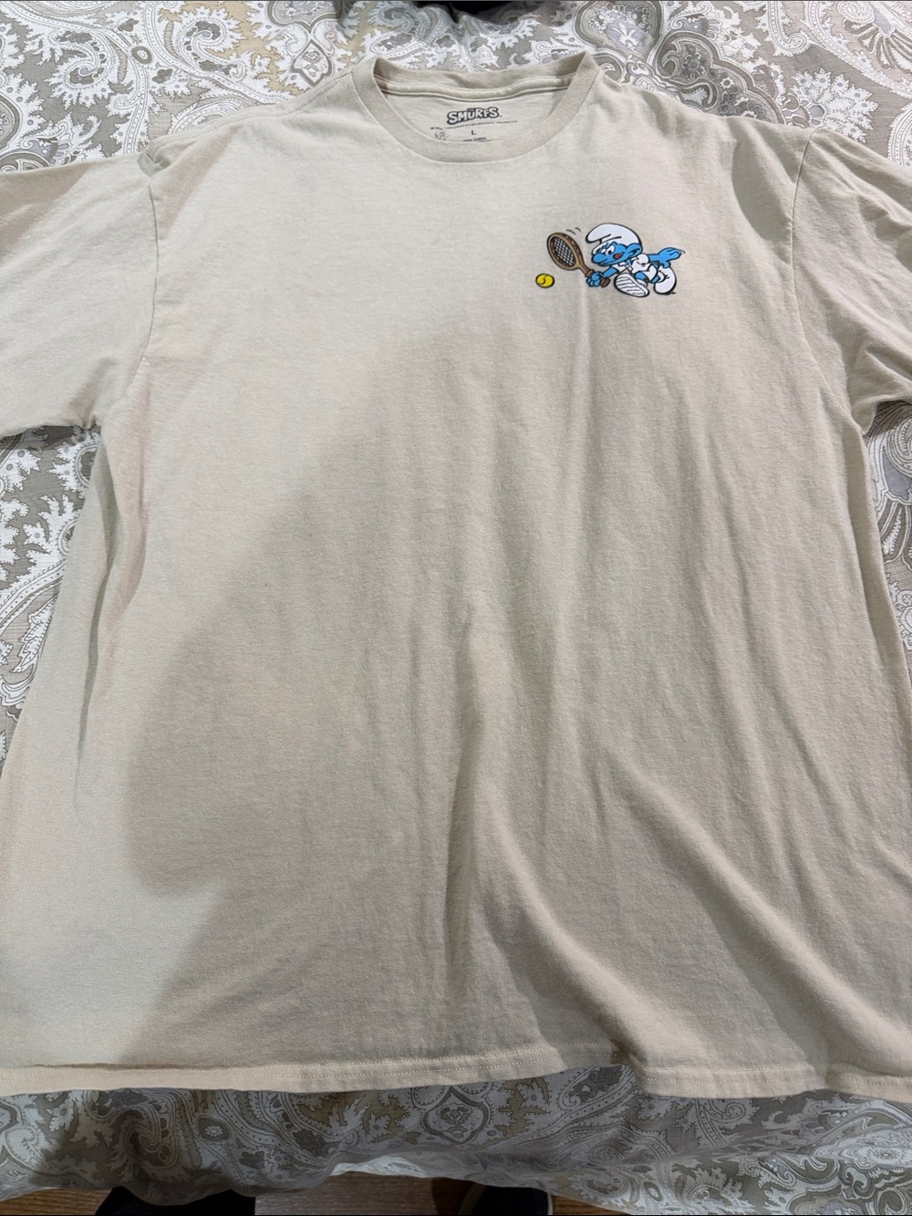 Smurf Tennis Graphic Tee in Light Beige